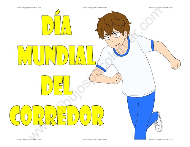 Día Mundial del Corredor dibujo a color y para colorear